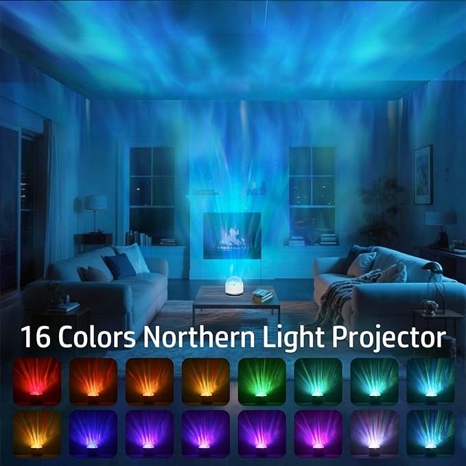 Northern Lights Projector, 2 Packs Rechargeable 16 Color Aurora Night Light - Image 2