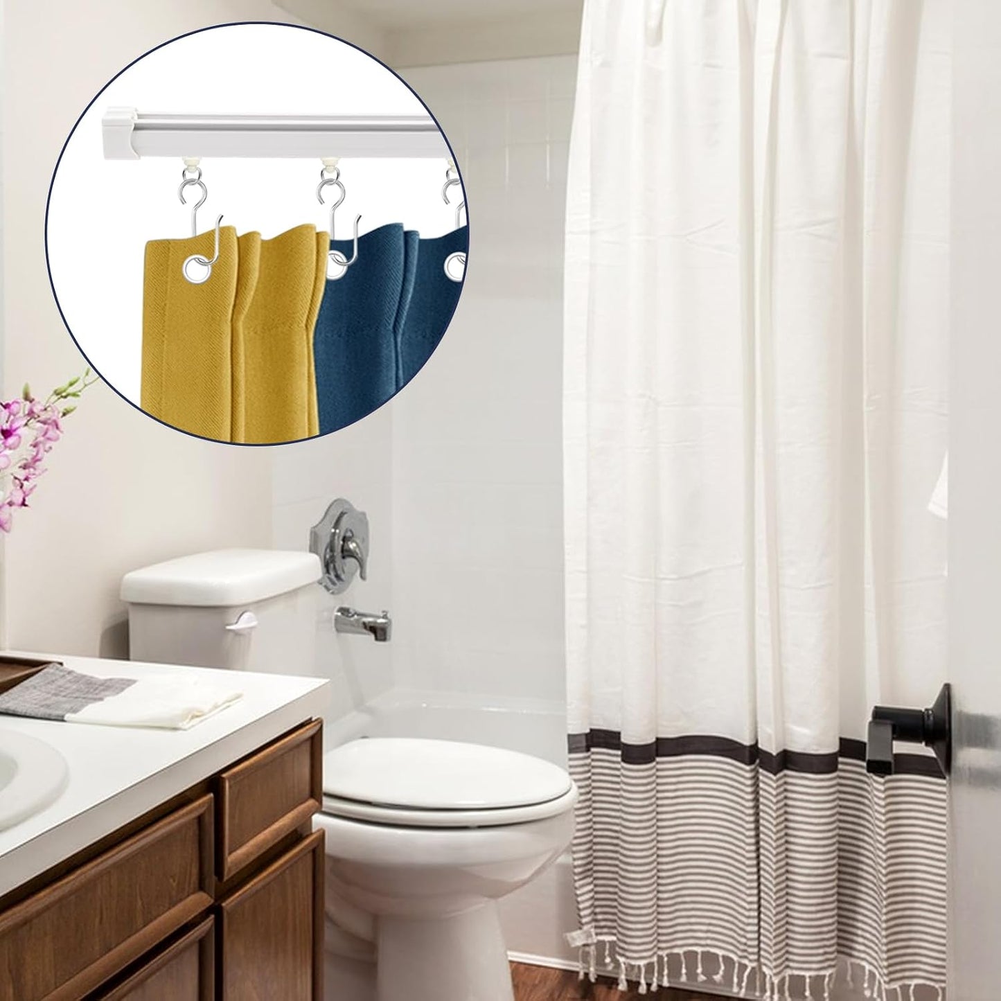 Jeffdad 100pcs Curtain Track Hooks Set, 50 Pieces Metal Curtain Hooks and Gliders for Standard Rails