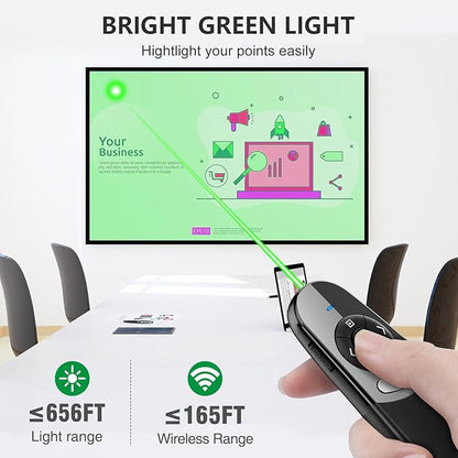 DINOSTRIKE USB A and USB C Presentation Clicker Green Light, RF 2.4GHz Wireless - Image 4
