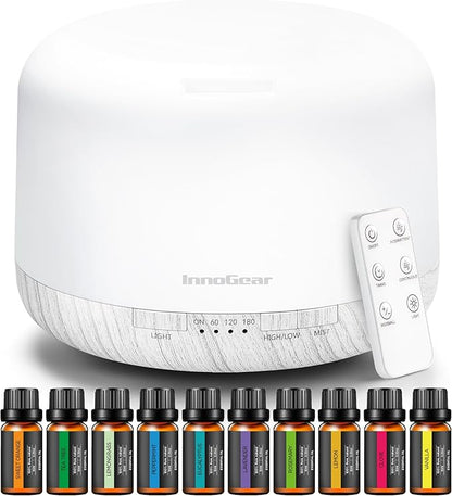 InnoGear Aromatherapy Diffuser & 10 Essential Oils Set, 500ml Essential Oil by InnoGear