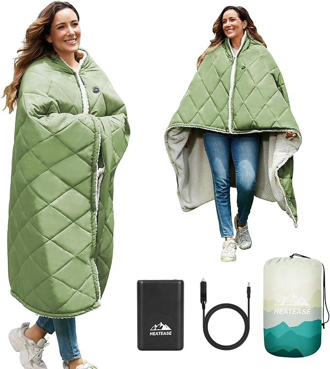 Heated Blanket Battery Operated, 12V Portable Wearable Heated Shawl Poncho by MakeEveryMomentCozy