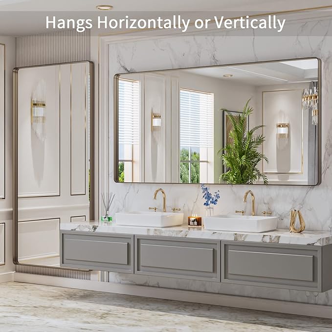 LOAAO 72”X36” Bronze Bathroom Mirrors - Image 3