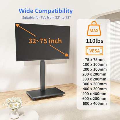 Afaloona Rolling TV Stand, Portable Mobile TV Stand - Image 2