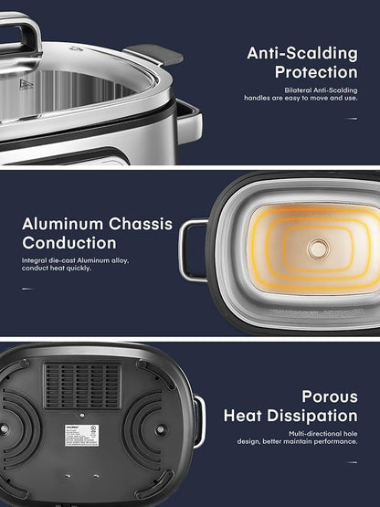 HOUSNAT Slow Cooker, 10 in 1 Programmable Cooker, 304 Stainless Steel Rice - Image 6