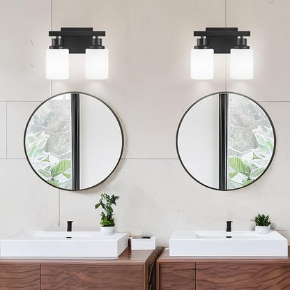 DIKAIDA Bathroom Light Fixtures Over Mirror, 2-Light Modern Matte Black Vanity - Image 6