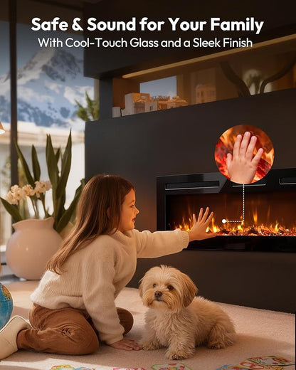 EUHOMY 60 Inch Electric Fireplace Recessed Wall Mounted - Image 6