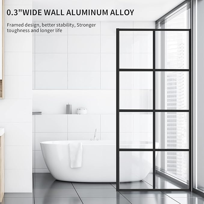 Shower Door Single Panel, Framed Tempered Glass Shower Door 34 * 76 Inch - Image 2
