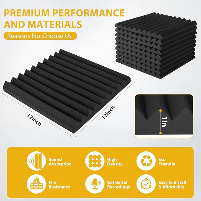Saiqiang Acoustic Foam Panels Sound Absorbing 12 Pack - Image 2