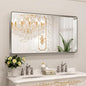 LOAAO 55X30 Inch Brushed Nickel Bathroom Mirror, Rounded Rectangle Silver Metal by LOAAO