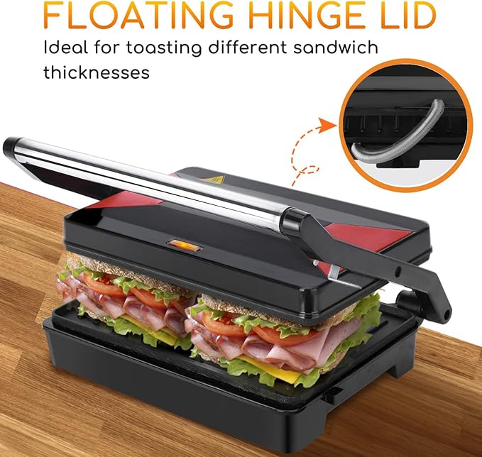 Panini Press Sandwich Maker, Aigostar 1000W Sandwich Press Grill - Image 4