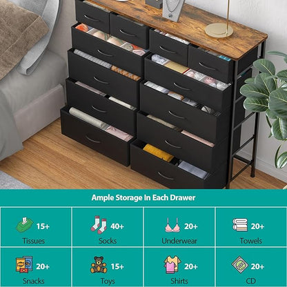 Dresser for Bedroom with 12 Drawers, Tall Fabric Drawer Dresser, Compact Chest - Image 6