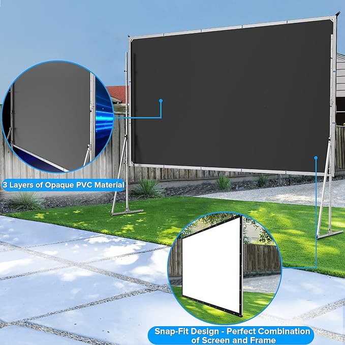 200 inch Projector Screen with Stand, Upgraded 3 Layers PVC 16:9 Large Outdoor - Image 3