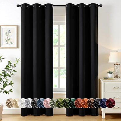 MIULEE Black Blackout Curtains for Bedroom Living Room 78 Inches Long 2 Panels by MIULEE