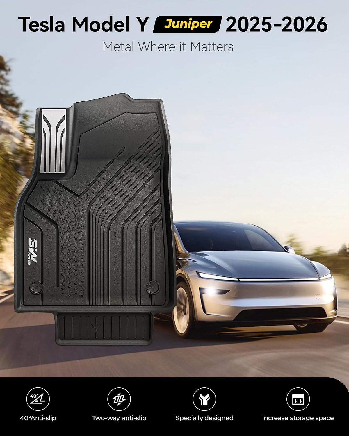 3W Tesla New Model Y Juniper 2025 2026 2027 Floor Mats, Not for Standard