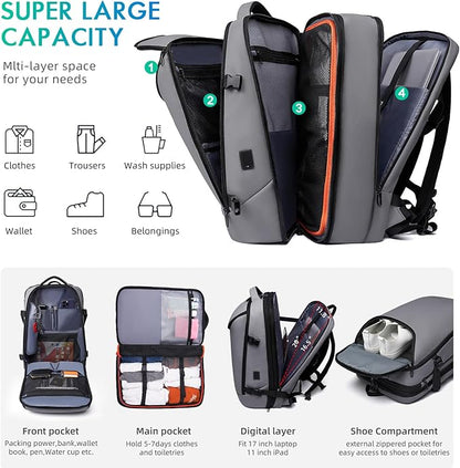 Laptop Backpack for Women, 50L Carry On Backpack Men, Expandable Flight - Image 3