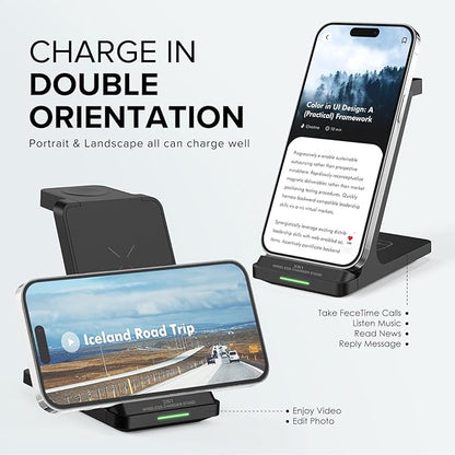 Wireless Charging Station, 3 in 1 Fast Wireless Charger Stand - Image 6