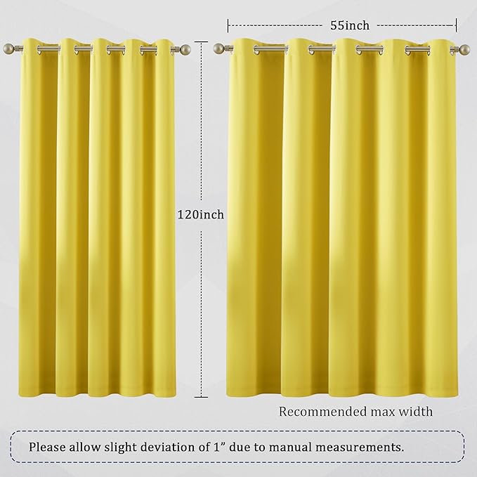 DUALIFE 120 Inch Length Extra Long Yellow Illuminating Blackout Curtain - Image 6