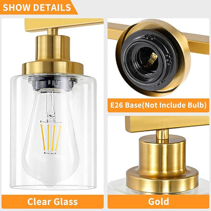 DIKAIDA 3 Light Gold Bathroom Light Fixtures, Bathroom Vanity Light Over Mirror - Image 4