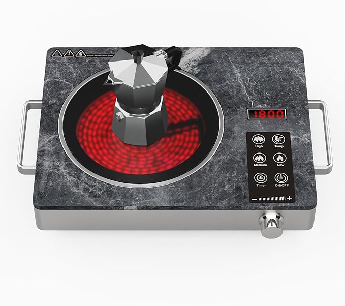 Portable Electric Stove 1800W, Single Burner Ceramic Hot Plate by Unknown