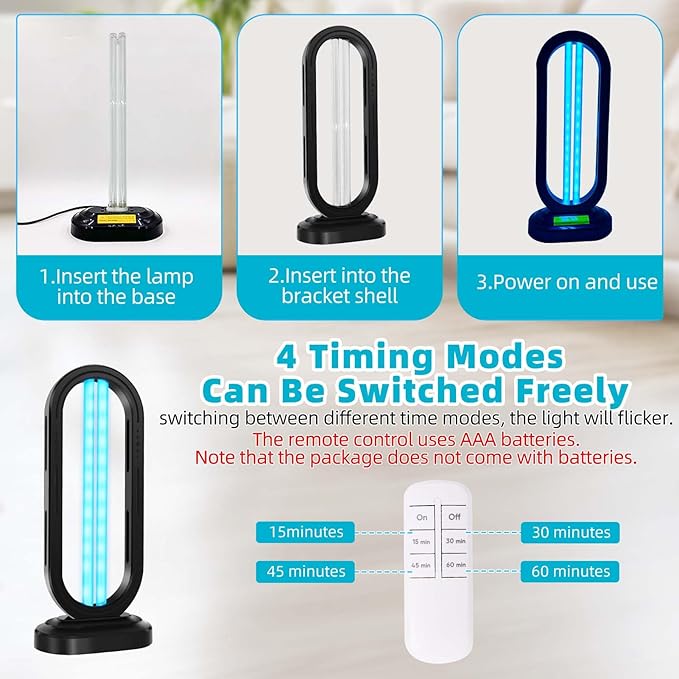 UV Light Sanitizer, UVC Home Disinfection Device 4-Speed Timing and Remote - Image 5