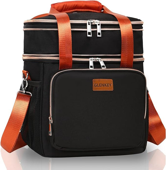 Expandable Insulated Lunch Box for Women Men, Double Deck Large Lunch Bag Tote by GLENKEY