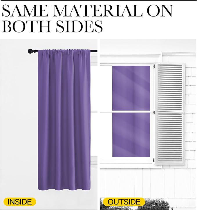 NICETOWN Window Curtains Blackout Drapes, Lilac Purple, 1 Pair, 52 by 72-Inch - Image 5