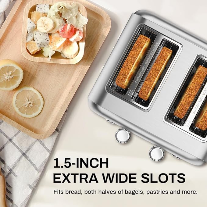 Toaster 4 Slice, Dual Independent Controls, Extra Wide Slot Toasters - Image 6
