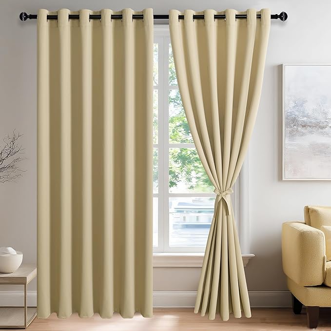 JIUZHEN Light Beige Blackout Curtains by JIUZHEN