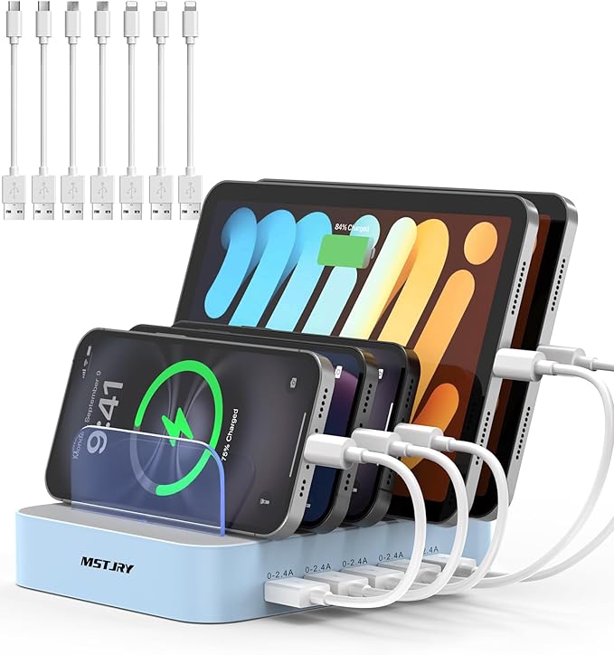 MSTJRY Charging Station for Multiple Devices : 5 Port Multi USB-A Charger by MSTJRY