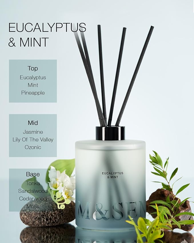 M&SENSE Eucalyptus & Mint Reed Diffuser Set - Image 2