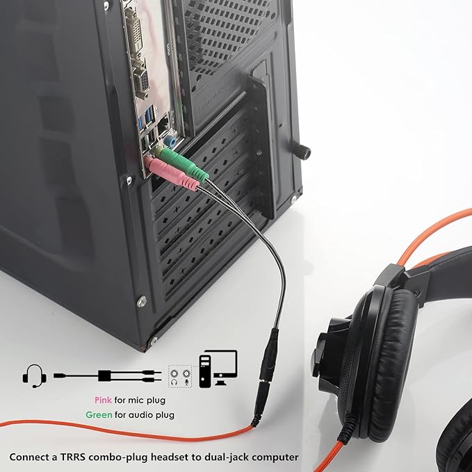MillSO Headphone Splitter for Computer CTIA 3.5mm TRRS Female to Dual TRS Male - Image 2