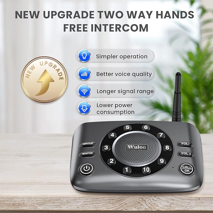 Hands-Free Intercoms Wireless for Home Business, Wuloo Upgrade Two Way Audio - Image 2
