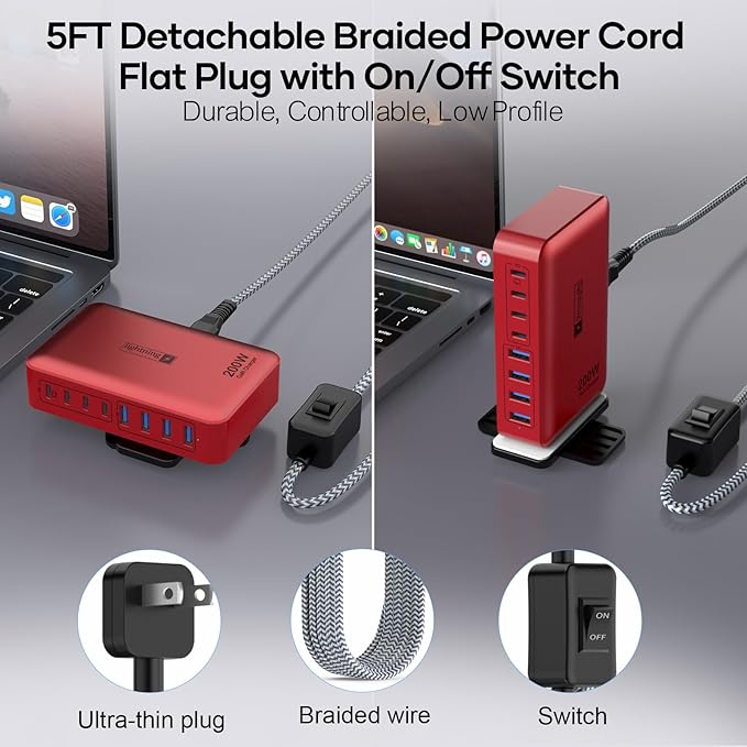 8-Port USB Charger Block 200W - Image 3