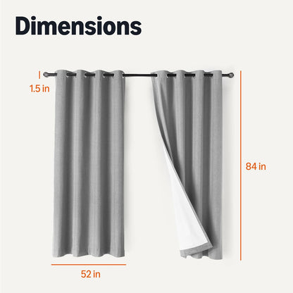 Amazon Basics 100% Blackout Curtains with Grommets, Noise Reducing, 52 x 84 Inches, Dark Gray, 2 Panels