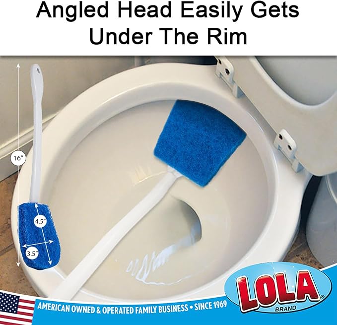 LOLA Bath & Toilet Bowl Scrubber Brush w/Comfort Handle, 6 Pack, w/Hang Hole. - Image 4