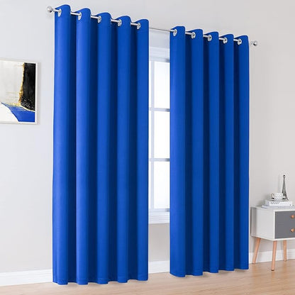 DUALIFE Royal Blue Grommet Room Darkening Curtains 60 x 84 Inches, 2 Panels - Image 2