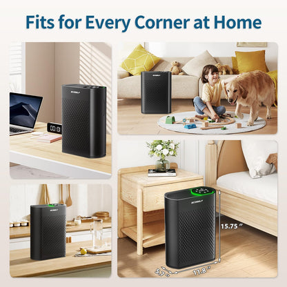 air purifier for large room, cleans 2,400 ft² on a desk or shelf