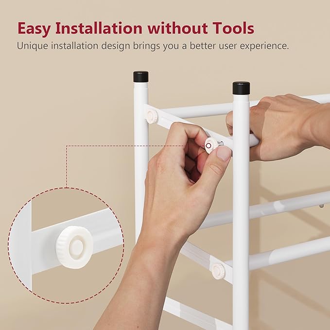 Tajsoon Expandable Shoe Rack for Closet 3 Tier, 28“-41“Adjustable & Stackable - Image 4