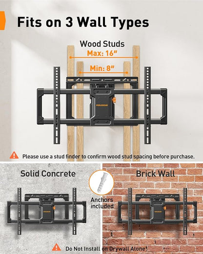 Perlegear UL Listed Full Motion TV Wall Mount - Image 3