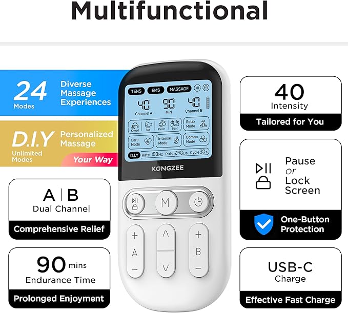 4 in 1 - D.I.Y & Tens Unit & EMS & Massage Muscle Stimulator, Dual Channel TENS - Image 4