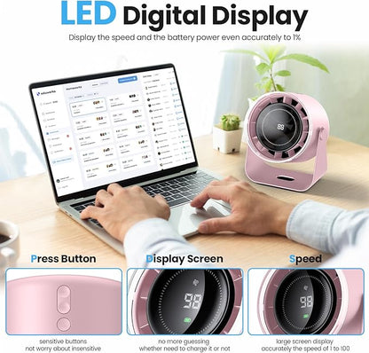 WSKEN Desk Fan with Battery Operated, Quiet Digital Display Portable Fan - Image 2