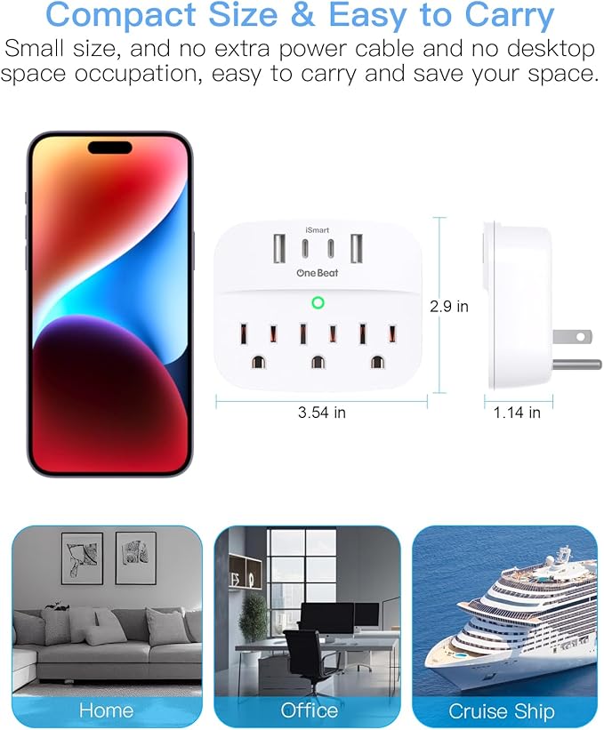 2 Pack Multi Plug Wall Outlet Splitter - Image 6