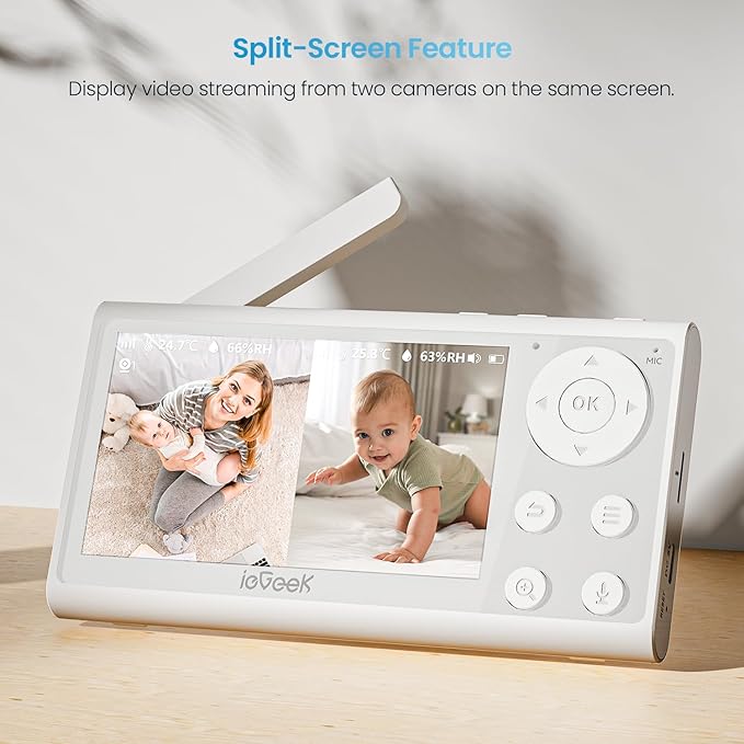 ieGeek 1080P Baby Monitor with 2 Cameras | 4.3" Split-View - Image 2