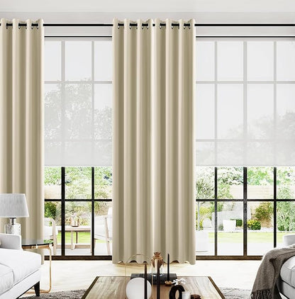 KOUFALL Beige Living Room Curtains 96 Inches Long by KOUFALL