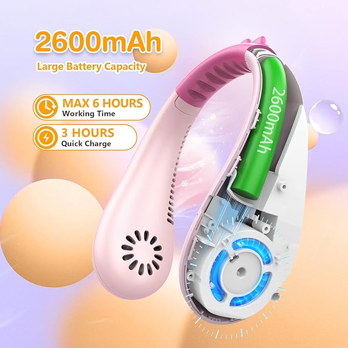 Kids Neck Fan, Portable Bladeless Fans - Image 3