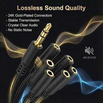 Xyembu 3.5mm Headphone Splitter, 1/8inch TRRS Male Stereo Jack to 6 Female - Image 5