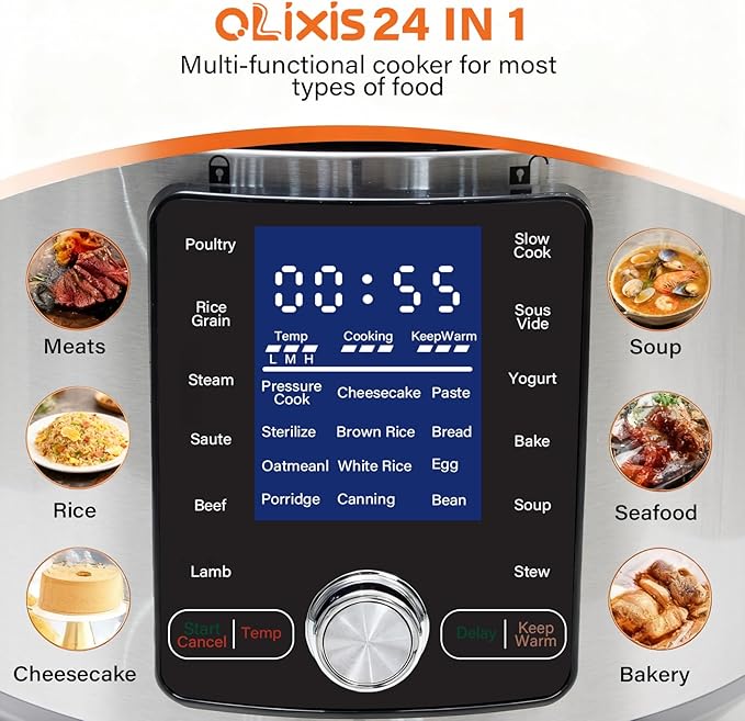 OLIXIS 24-in-1 Electric Pressure Cooker 6.34 Quart, Stainless Steel Multi-Cooker - Image 3