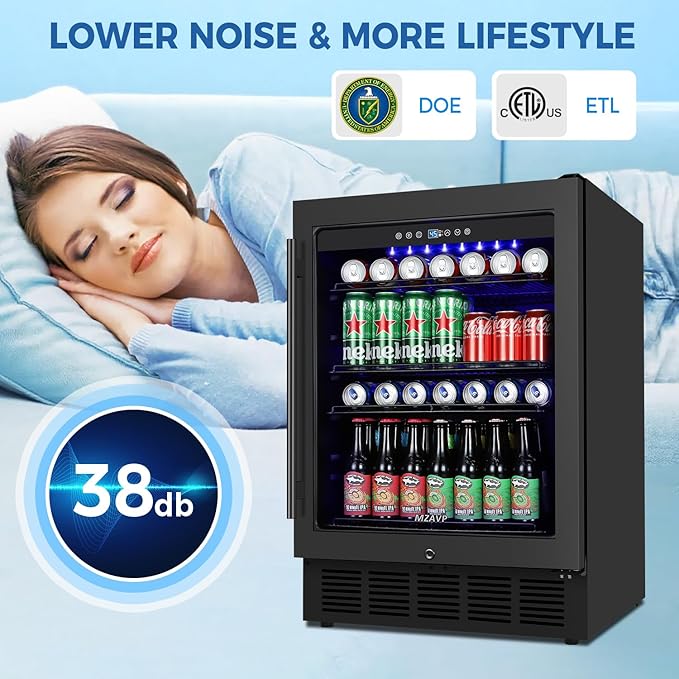 24 Inch Wide Beverage Refrigerator, Under Counter 24" Beverage Cooler - Image 7