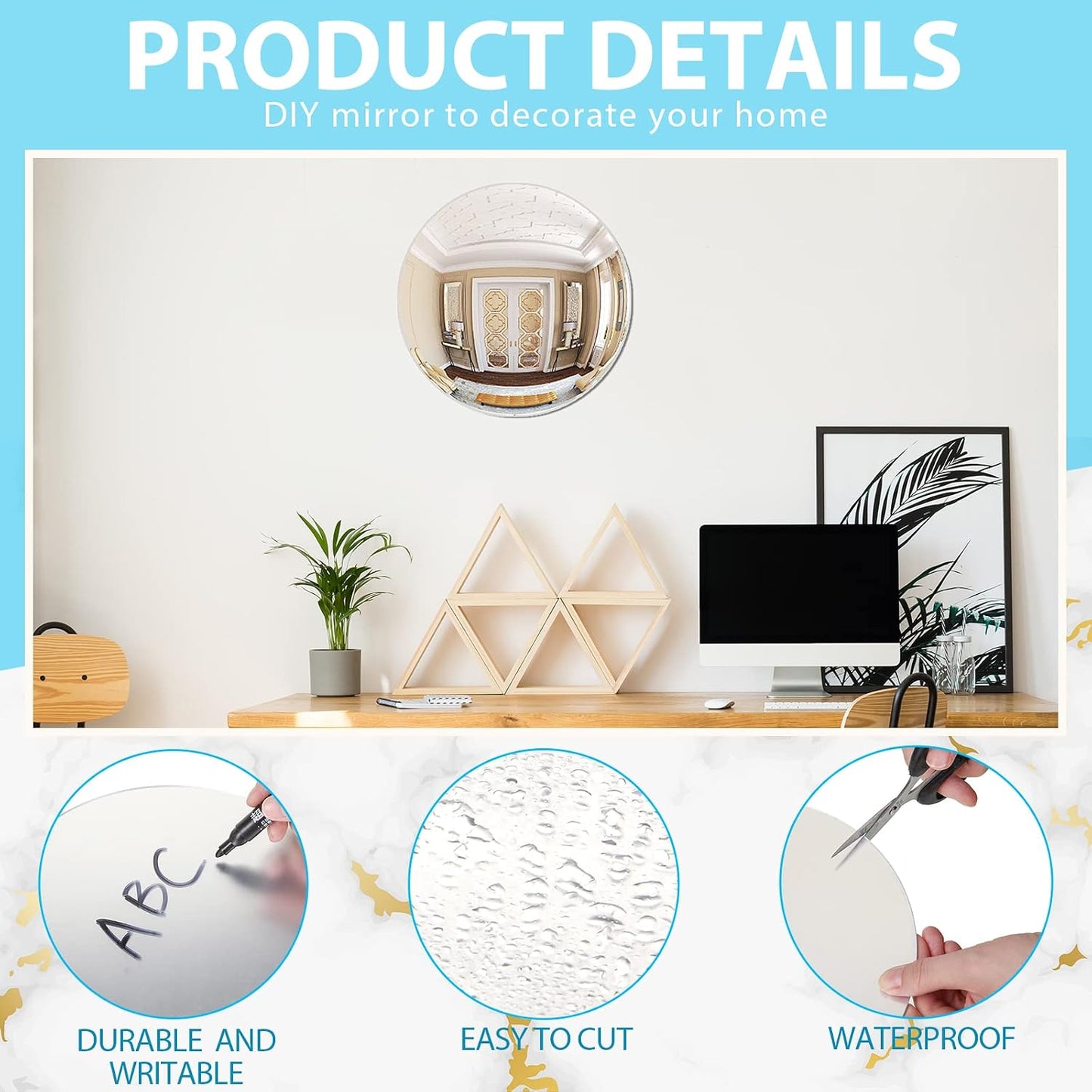 Cindeer Set of 24 Acrylic Round Mirror Wall-Mounted Decor,12 Inch