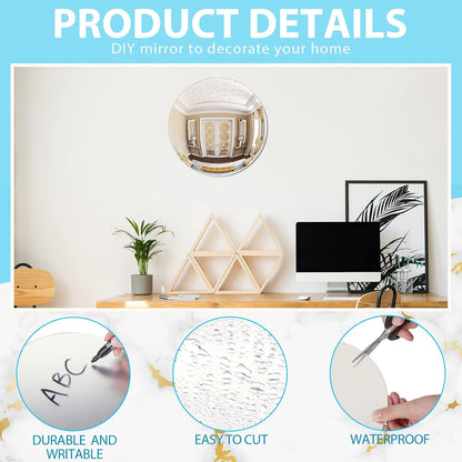 Cindeer Set of 24 Acrylic Round Mirror Wall-Mounted Decor,12 Inch